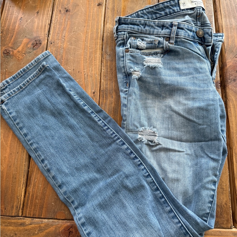 Abercrombie & Fitch Medium Blue Distressed Skinny Jeans